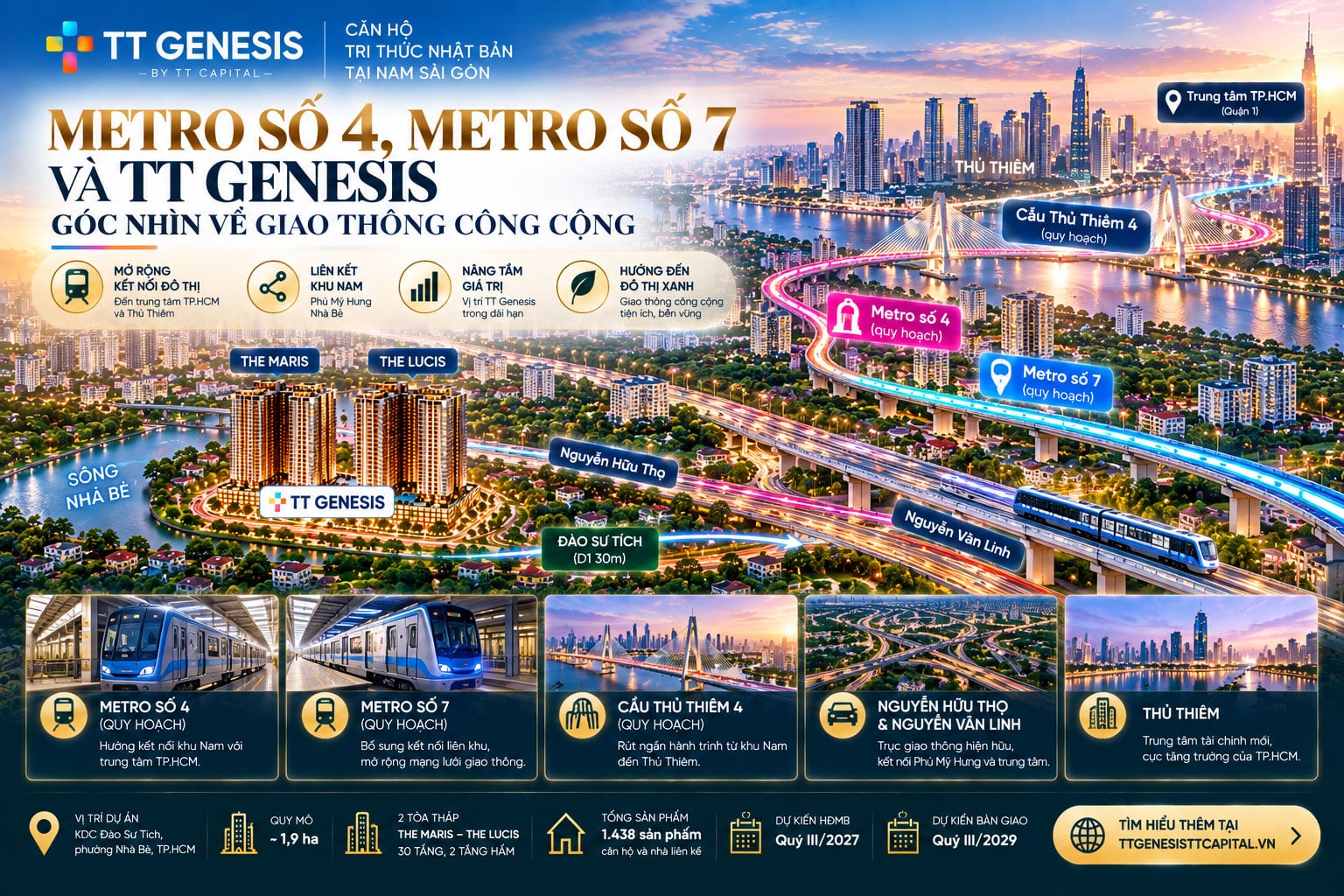 Metro Số 4, Metro Số 7 Và TT Genesis KDC Đào Sư Tích
