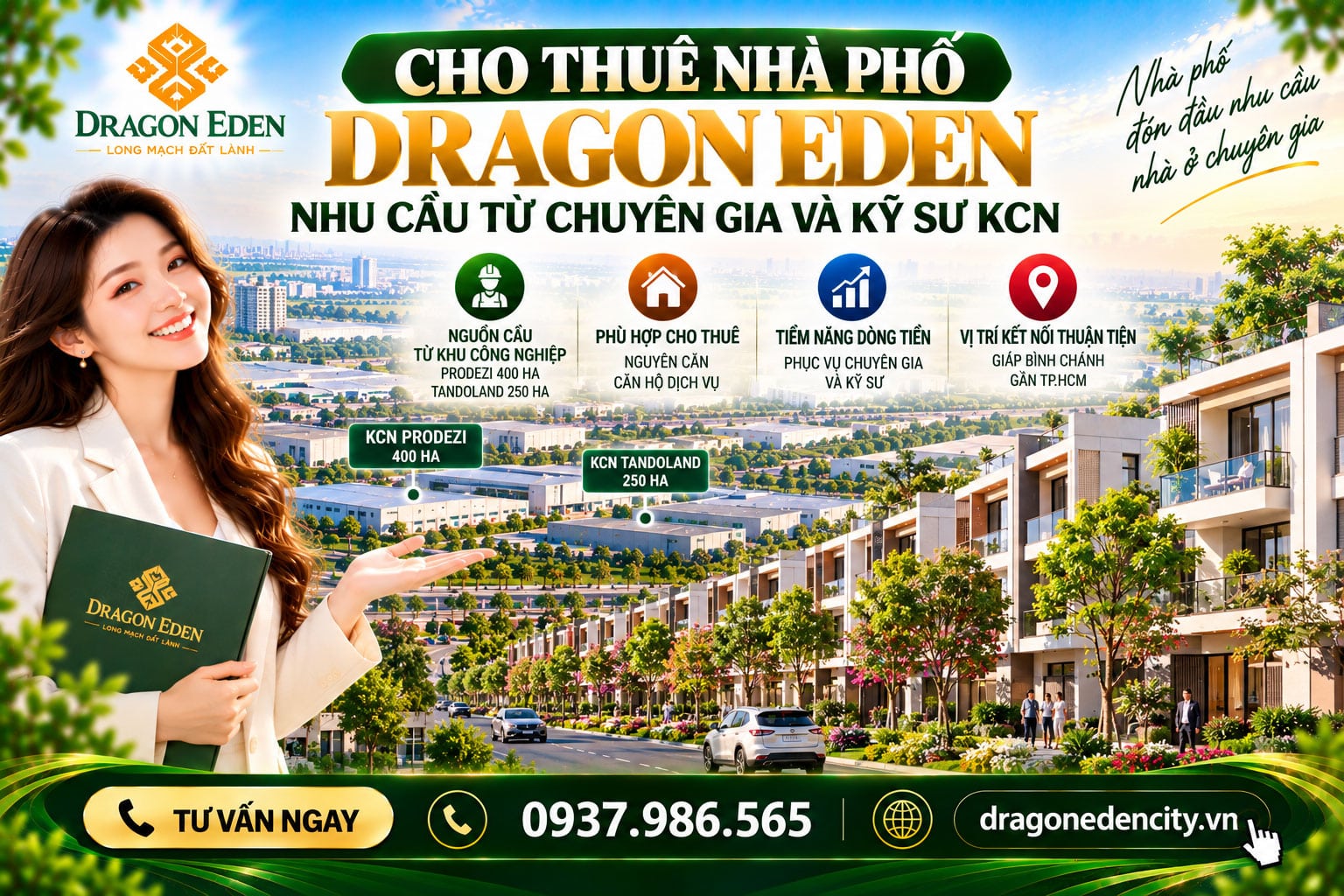 Cho Thuê Nhà Phố Dragon Eden: Tiềm Năng Khai Thác Từ Nhu Cầu Nhà Ở Của Chuyên Gia Và Kỹ Sư Khu Công Nghiệp